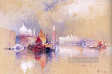古典的なヴェネツィア Painting - トーマス・モラン・ヴェニスのボートの眺め
